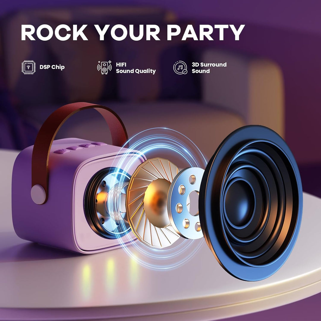 YLL Mini Kinder Karaoke Maschine mit 2 Mikrofon, Karaoke Geschenke für Mädchen Alter 3 4 5 6 7 8 9 1