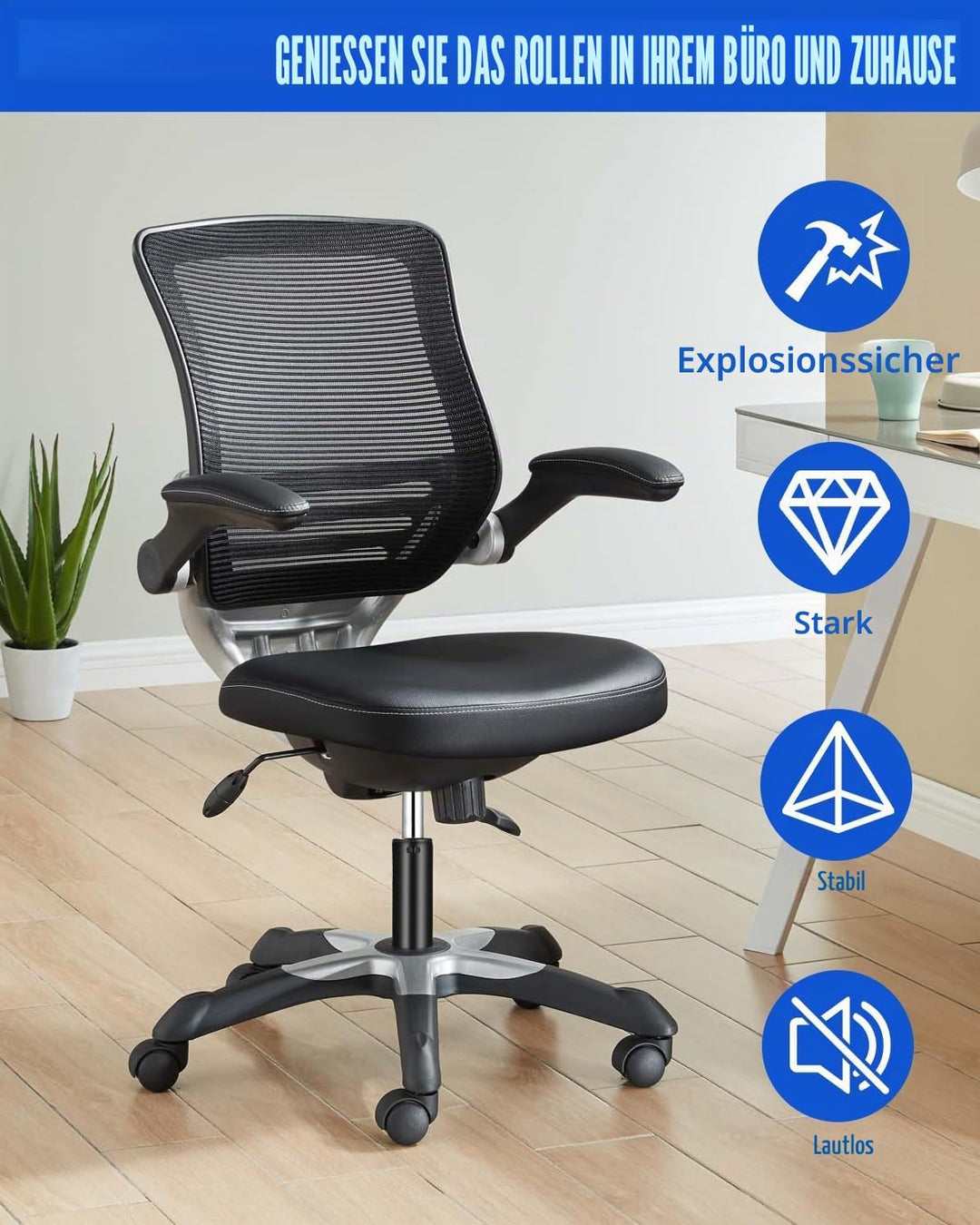 Gasdruckfeder Bürostuhl 275-410 mm, 450KG Belastbarkeit, 5 Rollen für Office Chair und Gaming Stuhl