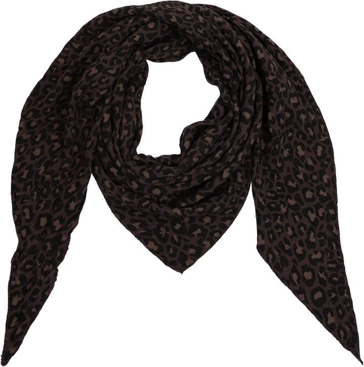 MIRROSI Damen Musselin Halstuch Made in Italy mit Leoprint oder Unifarben – Leichtes Dreieckstuch fü