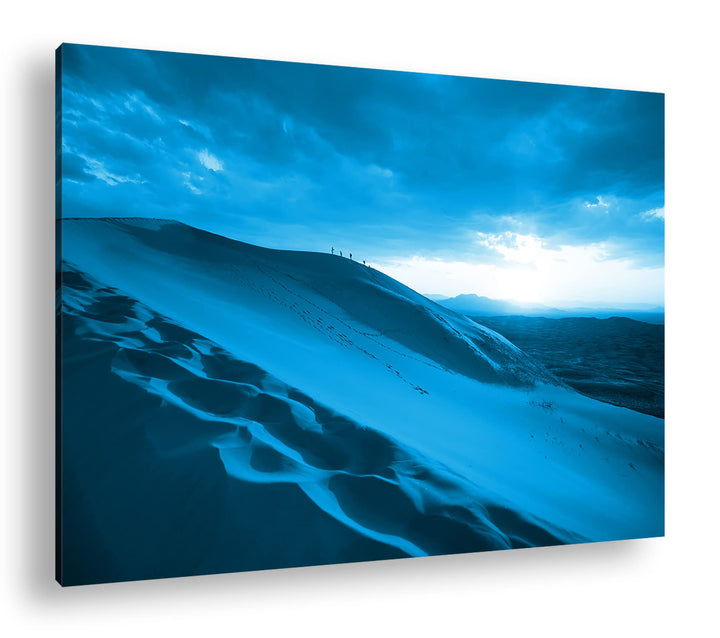 Sanddüne in der Wüste Format 80x60 Effekt: Monocrome Blau als Leinwandbild, Motiv fertig gerahmt auf