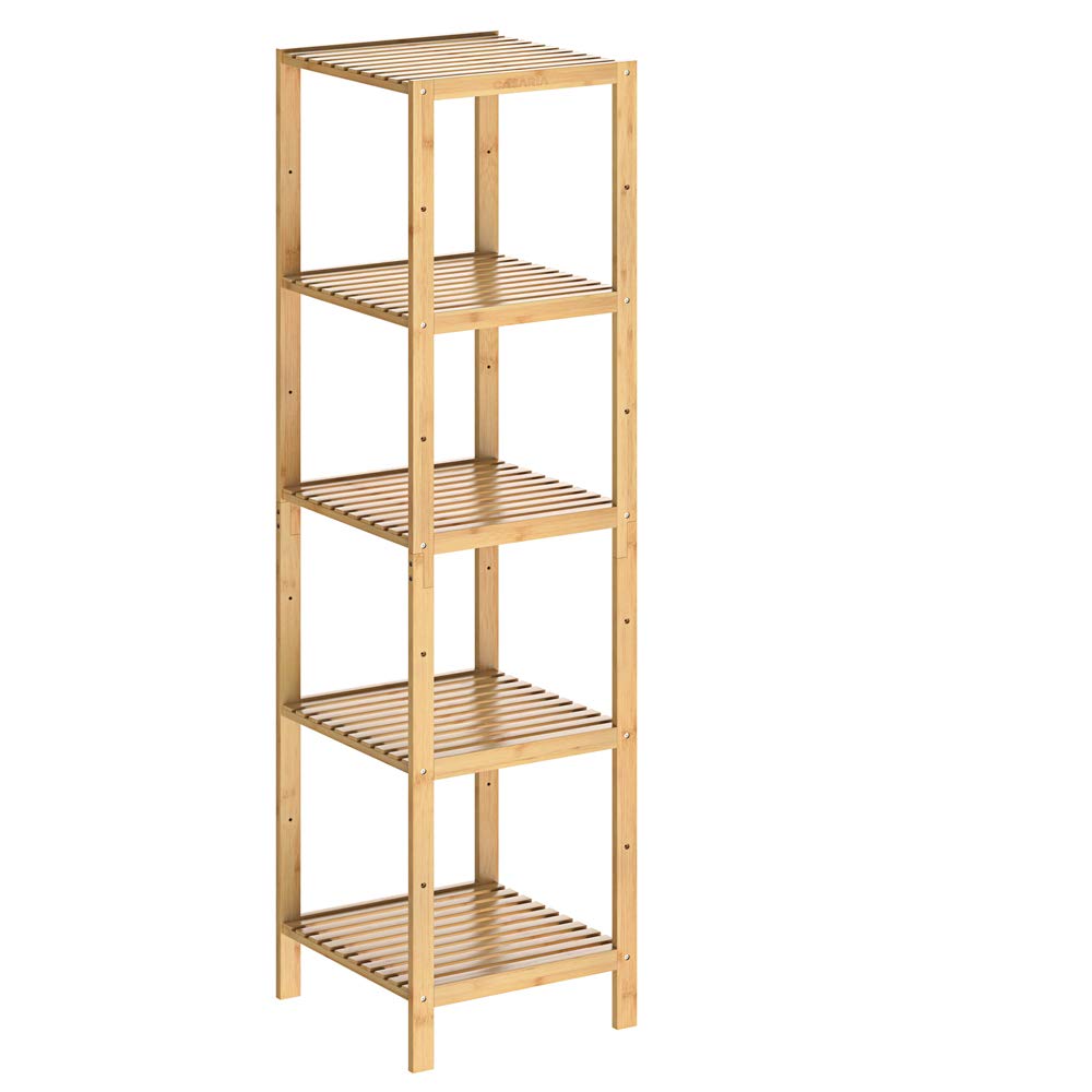 Casaria® Badezimmer Regal Bambus 5 Ablagen Belastbarkeit 40kg 140x33cm Bad Küche Kinderzimmer Wohnzi