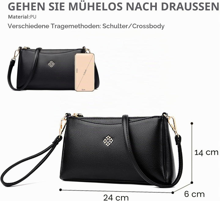 NICOLE &amp; DORIS Handtasche Damen Klein Umhängetasche Multifunktionale Handy Tasche Schultertaschen PU
