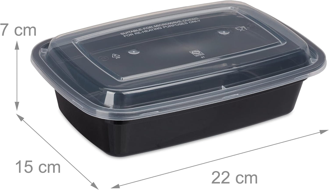 Relaxdays Meal Prep, 10er Set, 1 Fach, 1000 ml, mikrowellengeeignet, auslaufsicher, Food-Box, Kunsts