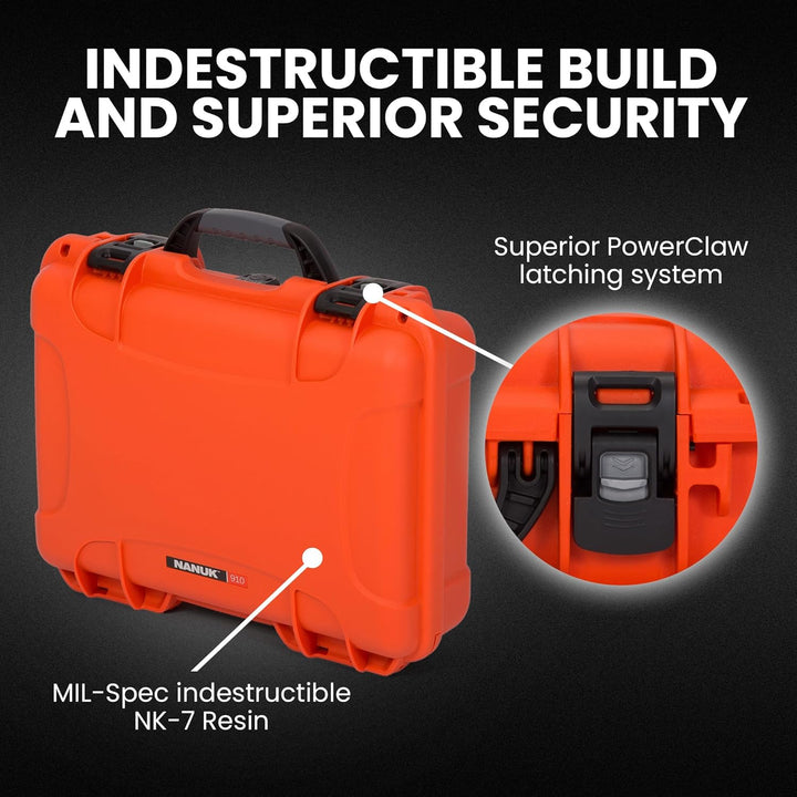 Nanuk 910 Wasserdichter Hartschalenkoffer leer - Orange Orange leer Etui, Orange leer Etui