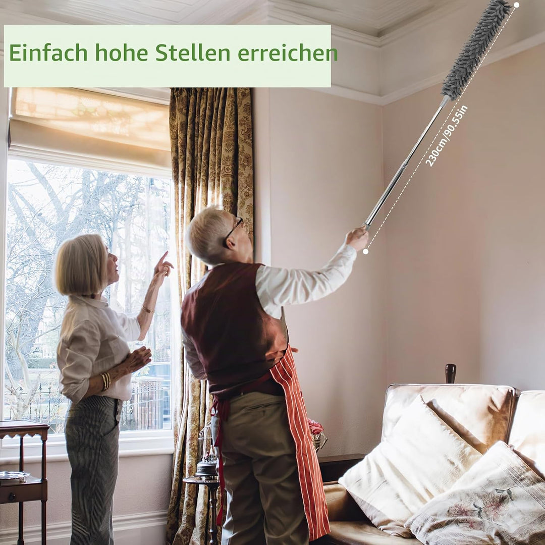 Staubwedel Teleskop, 6er Set Staubwischer Lang Ausziehbar Bis 250cm, Staubbesen Mikrofaser Waschbar