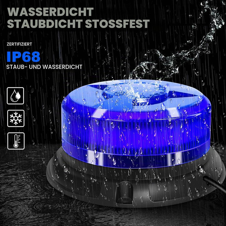 AnTom blaulicht rundumleuchte led 9 Blitzmuster 12V 24V Warnleuchte led magnet mit 3 Meters-Kabel fü