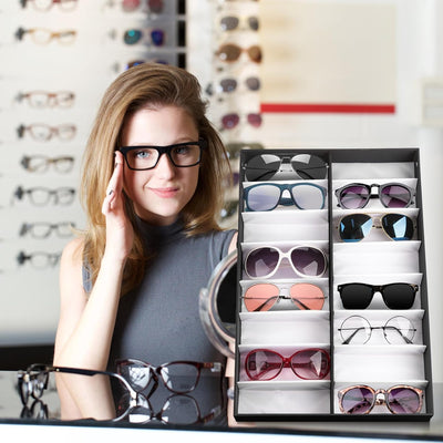 Brillen Aufbewahrung,16 Gitter Gläser Vitrine Sonnenbrillen Präsentation Brillendisplay Faltbarer De