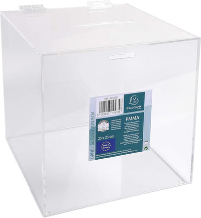 Exacompta 89058D Losbox/Einwurfbox 21cm, glasklar und robust, 1 Stück Ohne Schloss, Ohne Schloss