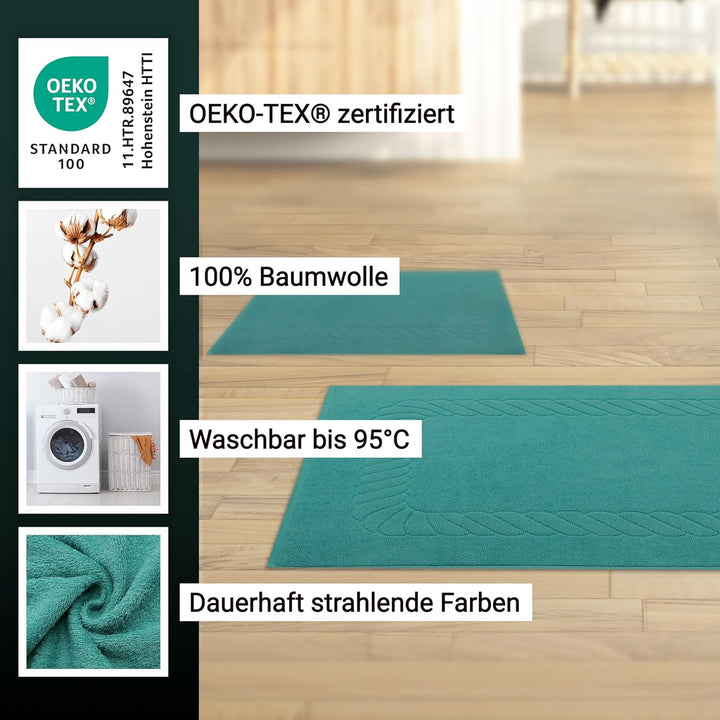 ZOLLNER 2er Set Badematten - weiche und saugstarke Duschvorleger - waschbar bis 95°C - Baumwolle - 5