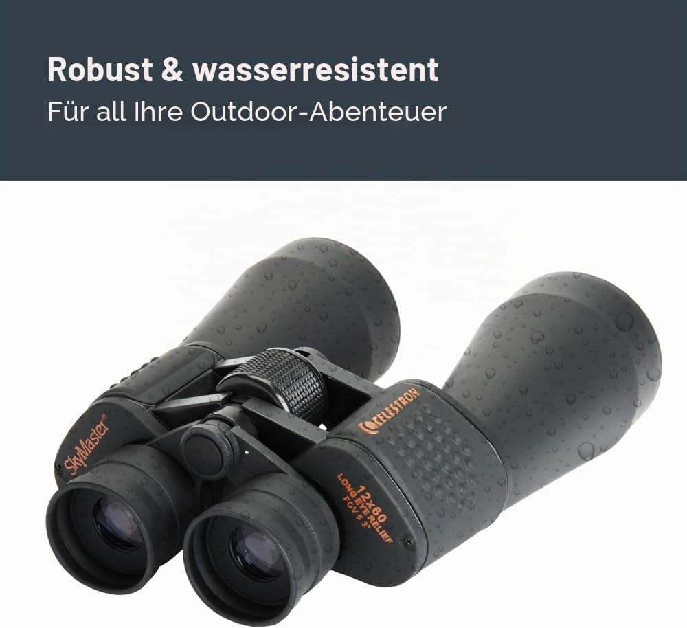 Celestron 71007 SkyMaster 12 x 60 mm Porroprismenfernglas mit mehrfach vergütete Linse, BaK-4 Prisme
