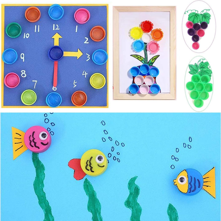 100 Stück Bunt Flaschenverschluss Plastik Flaschendeckel, DIY Flasche Abdeckung, 3 cm, dekorative DI