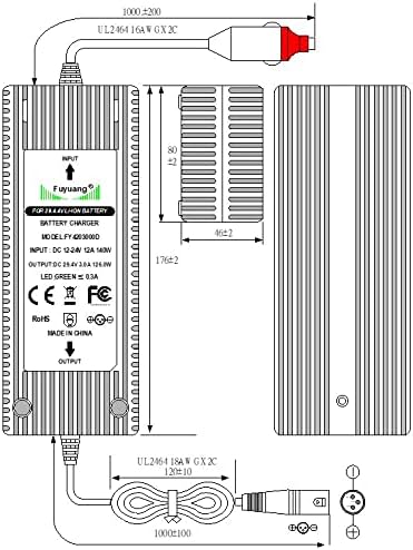 Enerpower DC-DC Kfz Ladegerät 12V-24V Li-Ion auf 42V 3A XLR-3, DC Rundstecker für Wohnmobile, Boote,