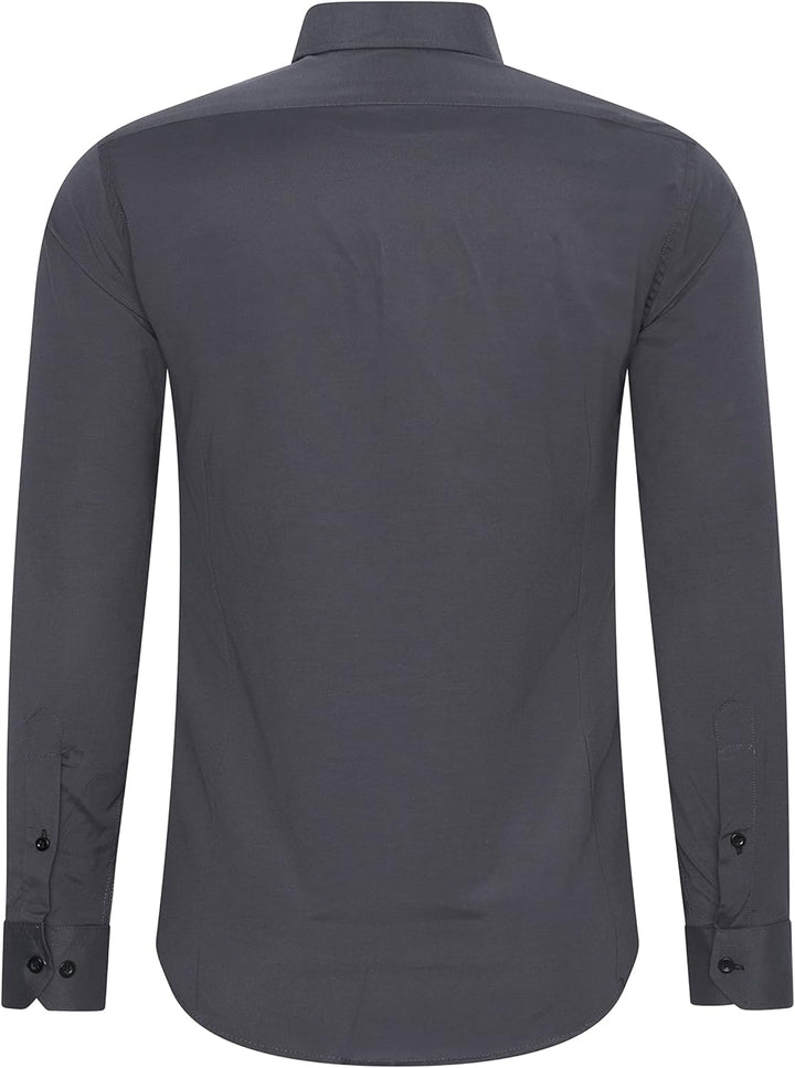 Rusty Neal Herren-Hemd Premium Slim Fit Langarm Stretch Kontrast Hemd Business-Hemden Freizeithemd S