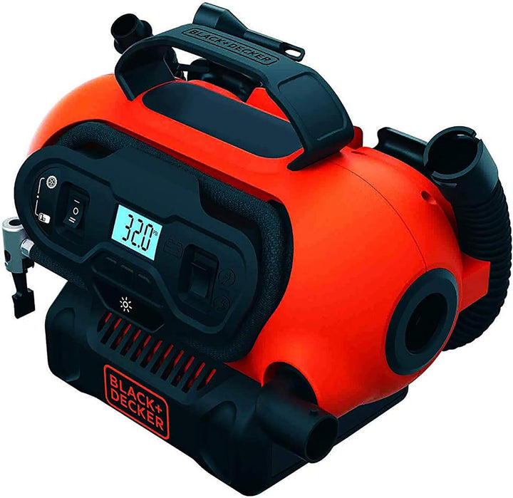 Black+Decker BDCINF18N-QS 11.0 Bar Kompressor/Luftpumpe (mögliche Stromquelle: 12V-/230V-Anschluss o
