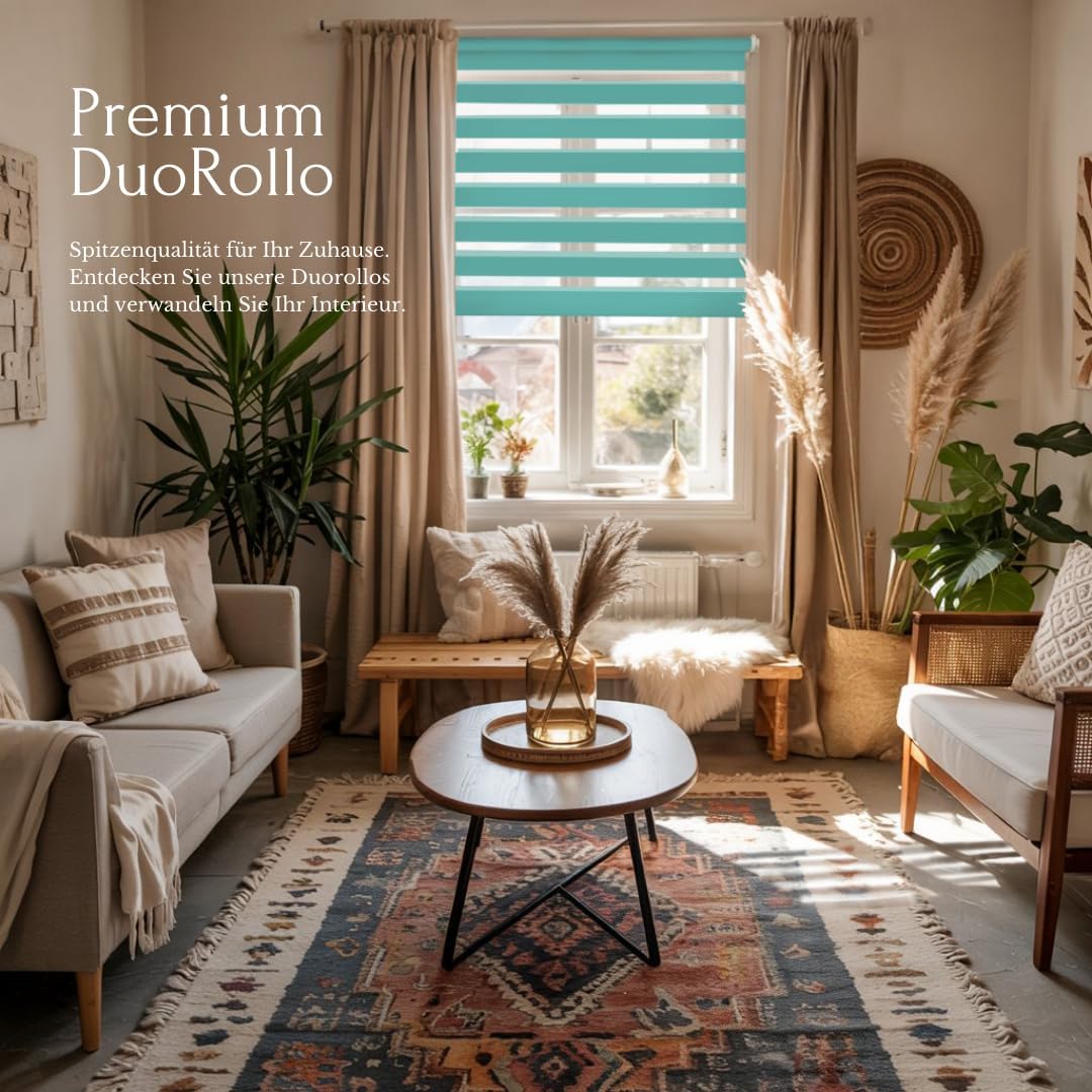 Home-Vision® DuoRollo Klemmfix, Doppelrollo ohne Bohren mit Klämmträgern, Rollos für Fenster und Tür
