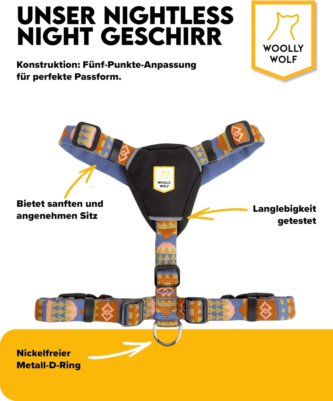 Woolly Wolf Nightless Night Dog Harness XS - Hundegeschirr für kleine Hunde aus recyceltem Polyester