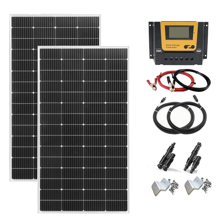 Solarpanel 400W Set Kit 12V, 2 x 200 Watt Solarmodul mit 60A Laderegler, Solaranlage Wohnmobil Kompl