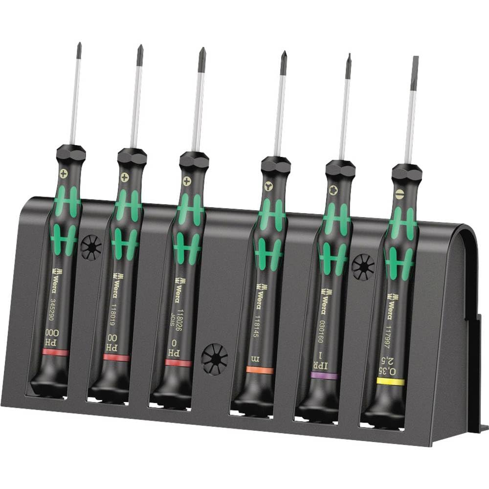 Wera 05030181001 2050/6 Elektroniker-Schraubendrehersatz + Rack, 6-Teilig