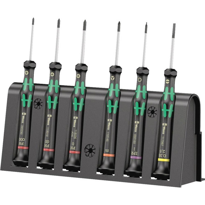 Wera 05030181001 2050/6 Elektroniker-Schraubendrehersatz + Rack, 6-Teilig