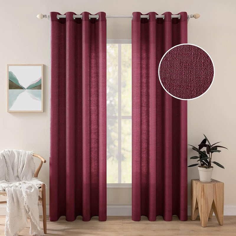 MIULEE 2er Set Voile Vorhang Sheer Leinenvorhang mit Ösen Transparente Unregelmässige Textur Gardine