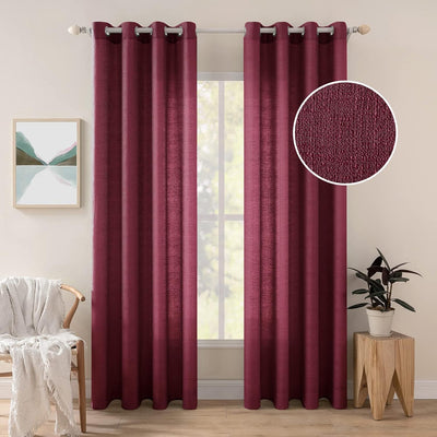 MIULEE 2er Set Voile Vorhang Sheer Leinenvorhang mit Ösen Transparente Unregelmässige Textur Gardine