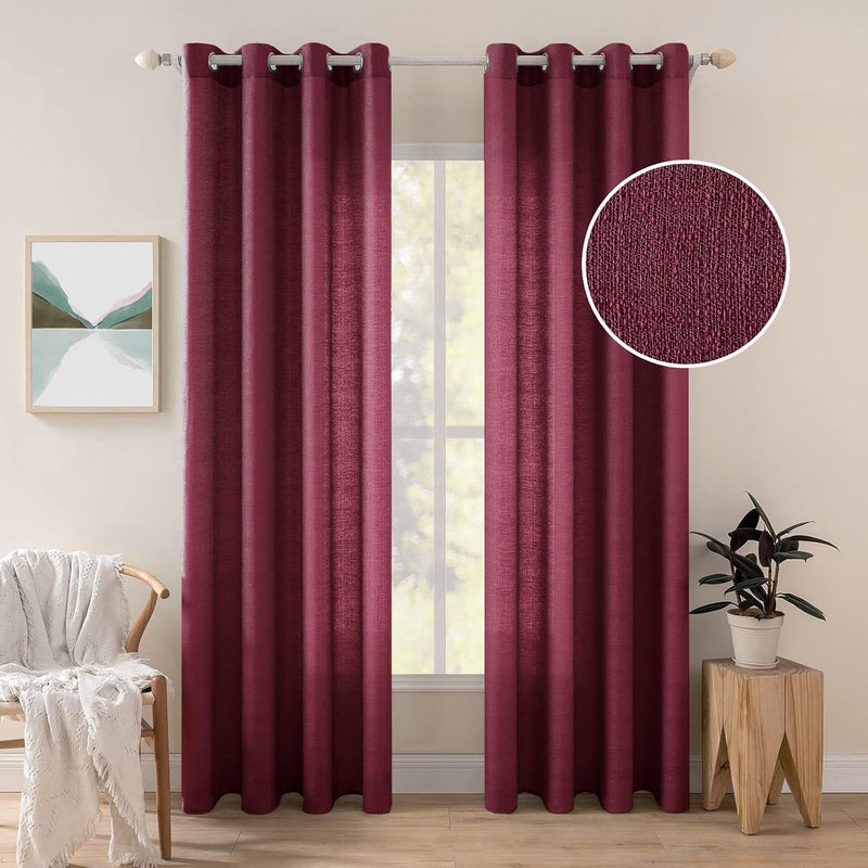 MIULEE 2er Set Voile Vorhang Sheer Leinenvorhang mit Ösen Transparente Unregelmässige Textur Gardine