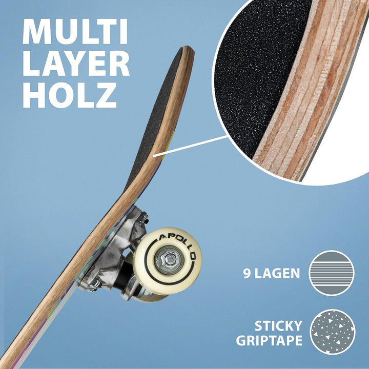 Apollo Kinder Skateboard, kleines Komplett Board mit ABEC 3 Kugellagern und Aluminium Achsen, Coole