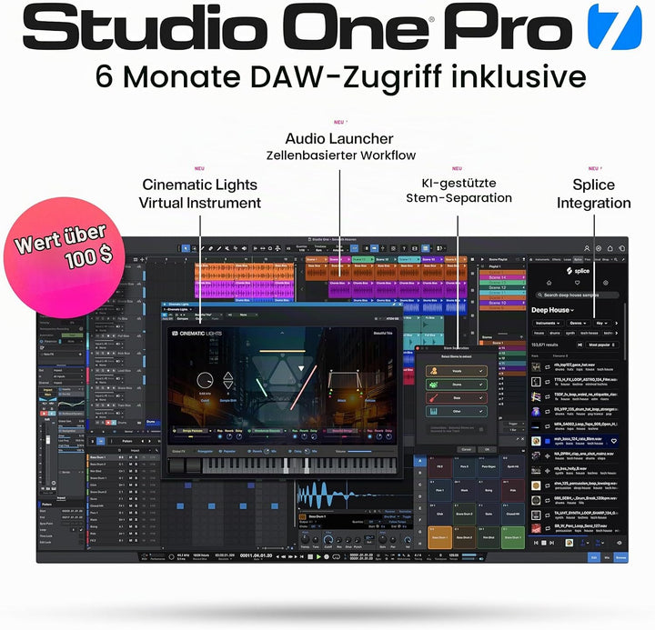 PreSonus AudioBox GO, USB C Audio-Interface für die Musikproduktion inklusive Aufnahmesoftware (DAW)