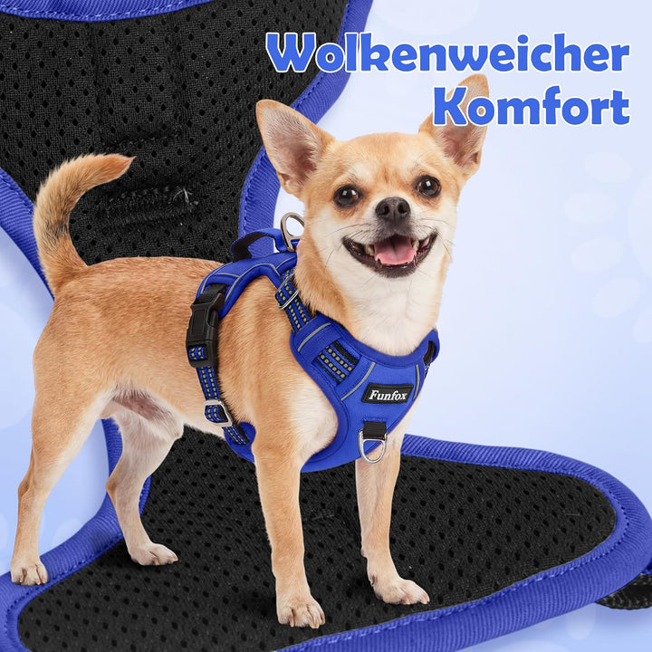 Funfox Hundegeschirr Grosse Hunde [XL] - Verstellbares Anti-Zug Brustgeschirr mit Griff &amp; Reflektors