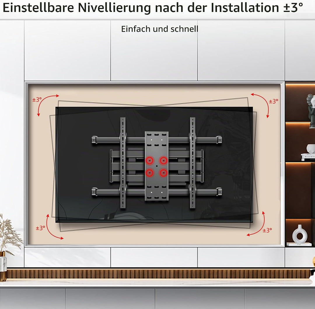 85 90 98 TV Wandhalterung Schwenkbar für 55-100 Zoll Fernseher Ultra Slim 53mm Wandabstand, Neigbar