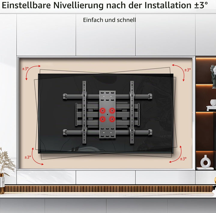 85 90 98 TV Wandhalterung Schwenkbar für 55-100 Zoll Fernseher Ultra Slim 53mm Wandabstand, Neigbar