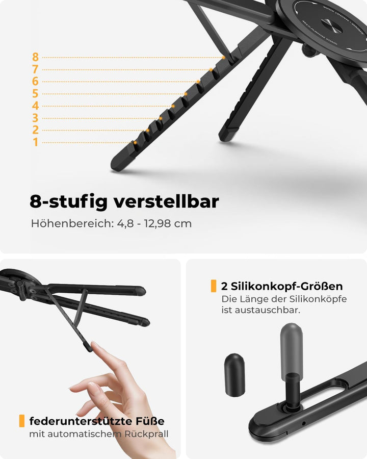 SupeDesk Laptop Ständer tragbar,3-in-1 höhen- und winkelverstellbarer Laptopständer aus leichter Alu