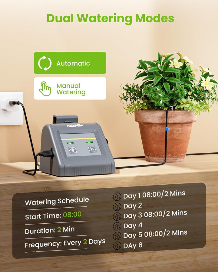 RAINPOINT WiFi Automatisches Bewässerungssystem, Automatisches Tropfbewässerungsgerät mit Pumpe, APP