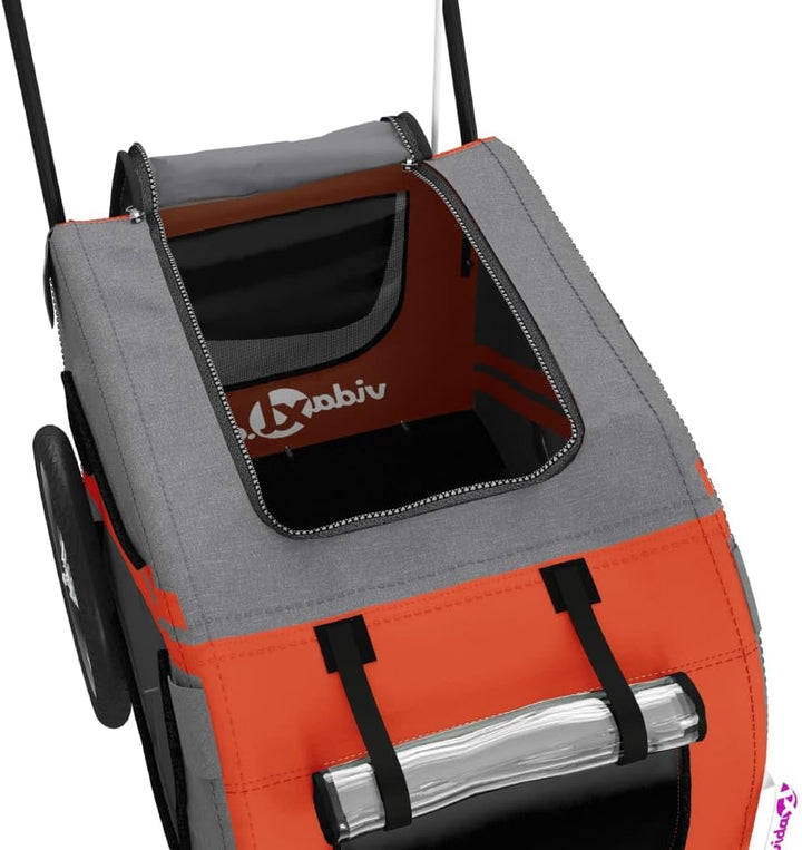 vidaXL Fahrradanhänger Hunde Hundeanhänger Hundetransporter Oxford-Gewebe Eisen Orange 122 x 52 x 53
