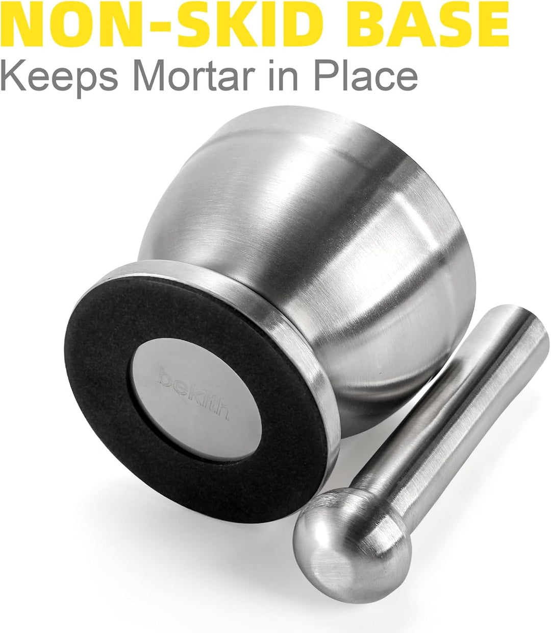 Bekith Mörser und Stössel Sets 18/8 Gebürsteter Edelstahl Gewürzmühle Pille Crusher Molcajete Kräute