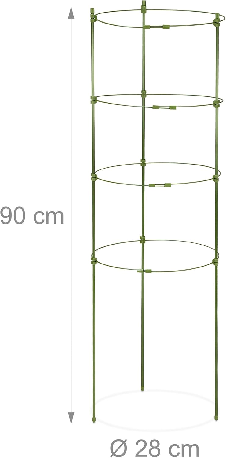 Relaxdays Rankhilfe, 5er Set, 4 Ringe, HxD: 90 x 28 cm, Blumen & Nutzpflanzen, Metall & Kunststoff,