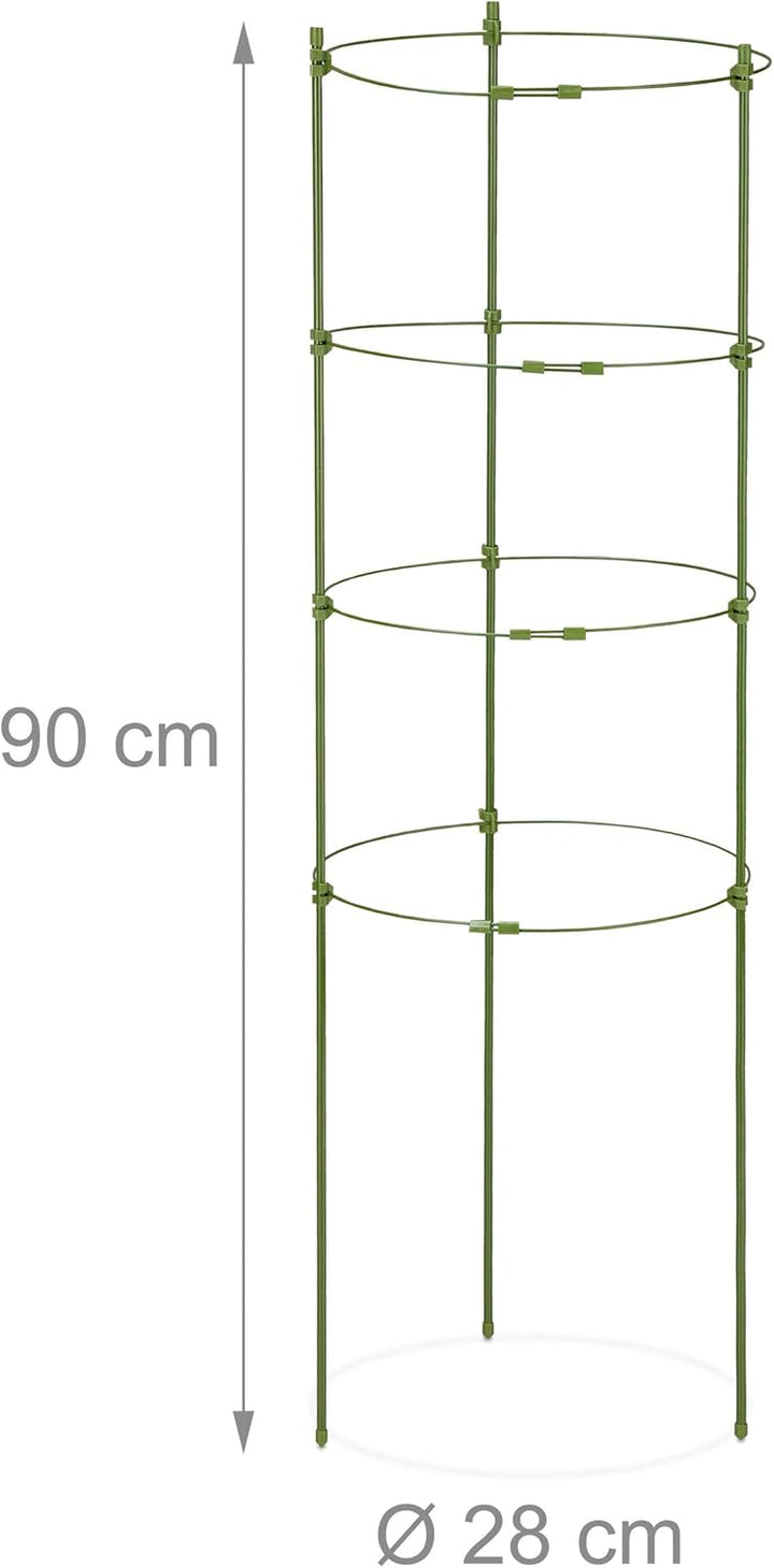 Relaxdays Rankhilfe, 5er Set, 4 Ringe, HxD: 90 x 28 cm, Blumen & Nutzpflanzen, Metall & Kunststoff,