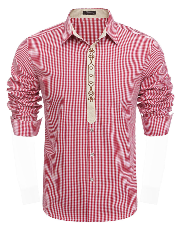 COOFANDY Herren Hemd Karriert Trachtenhemden Regular Fit Langarm Freizeithemden Karohemden Plaid Shi