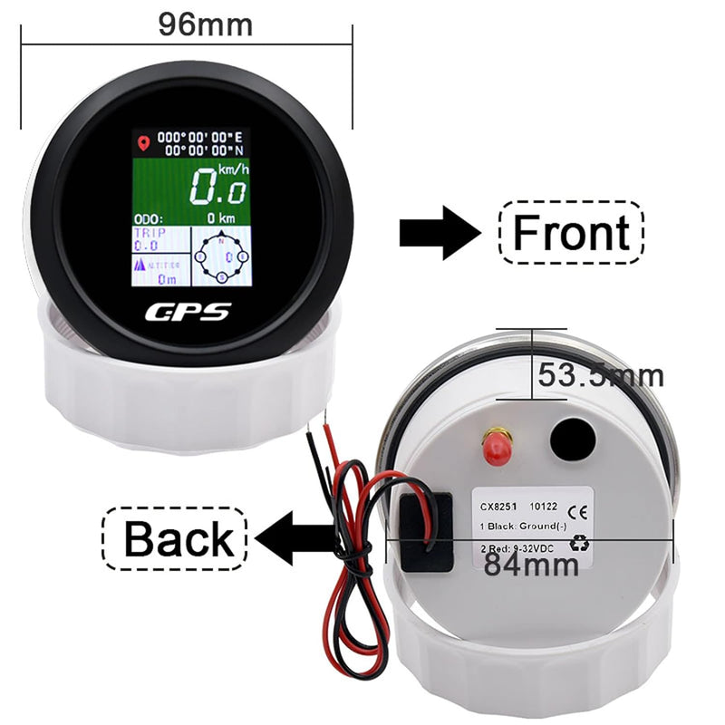 Geloo 85mm GPS Tachometer TFT einstellbar Mph Knoten Km/h Digitaler Geschwindigkeitsmesser Kilometer