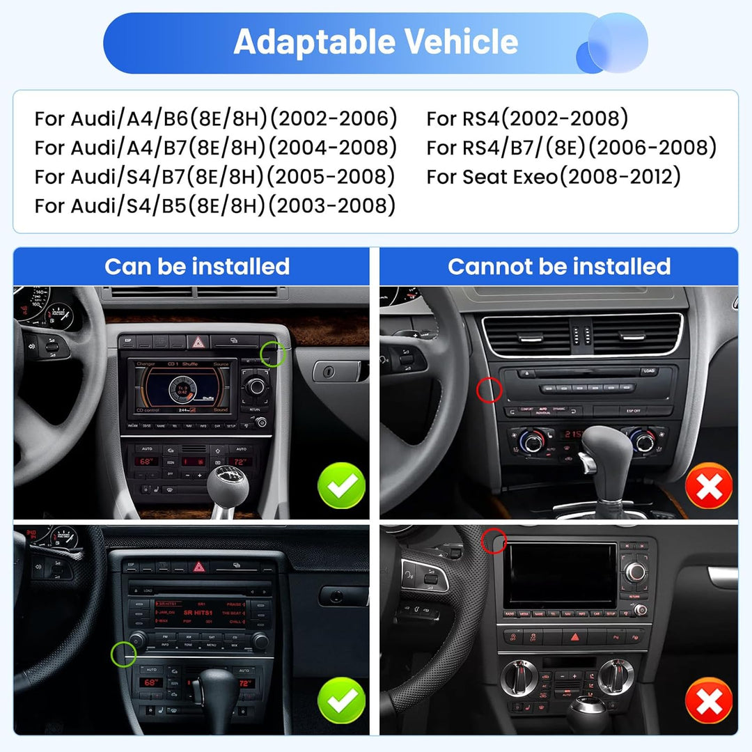 Inefala Android 15 Autoradio für Audi A4 S4 RS4 8E B6 B7 2000-2009 4+64G mit Wireless CarPlay Androi