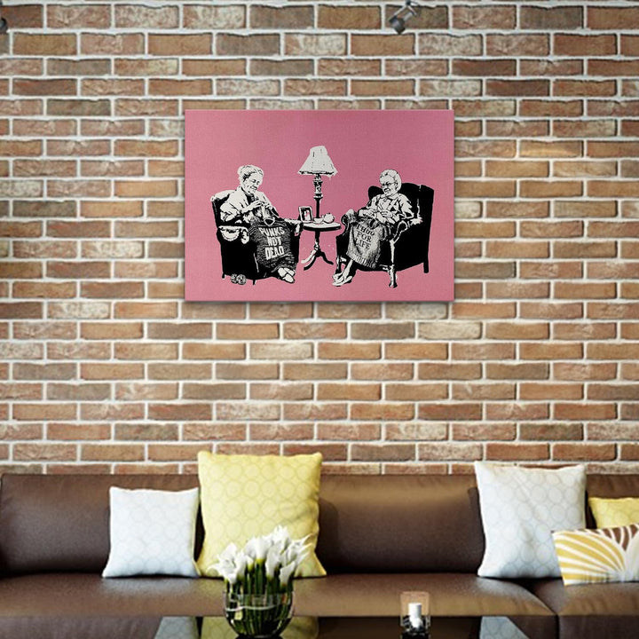 Giallobus - Gemälde - Banksy - - Standardleinwand - 100x70-24 - Nonne - Bereit zum Aufhängen - Moder