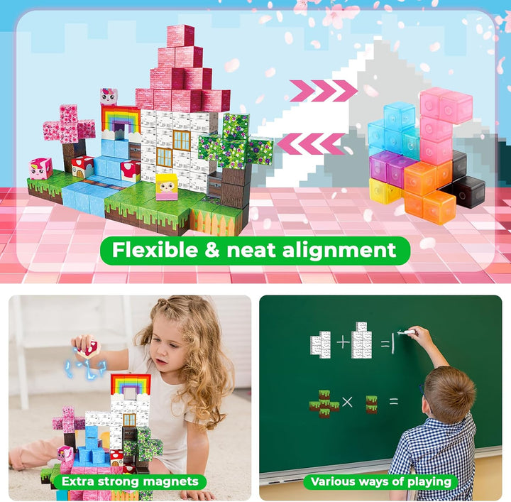 Annexfun Magnetische Bausteine Magnetische Bauwelt Baue Mine traumhafte Einhorn Magnet Welt 100 Stüc