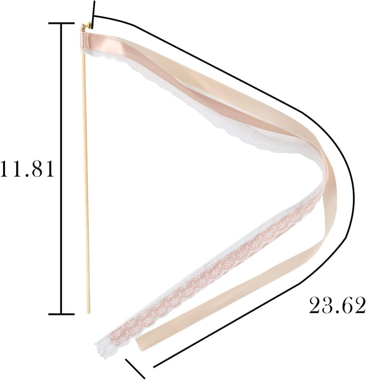 TIHOOK 50 Stk Wedding Wands, Zauberstäbe Hochzeit Luftschlangen, Wedding Wands mit Glocke, Seidenfee