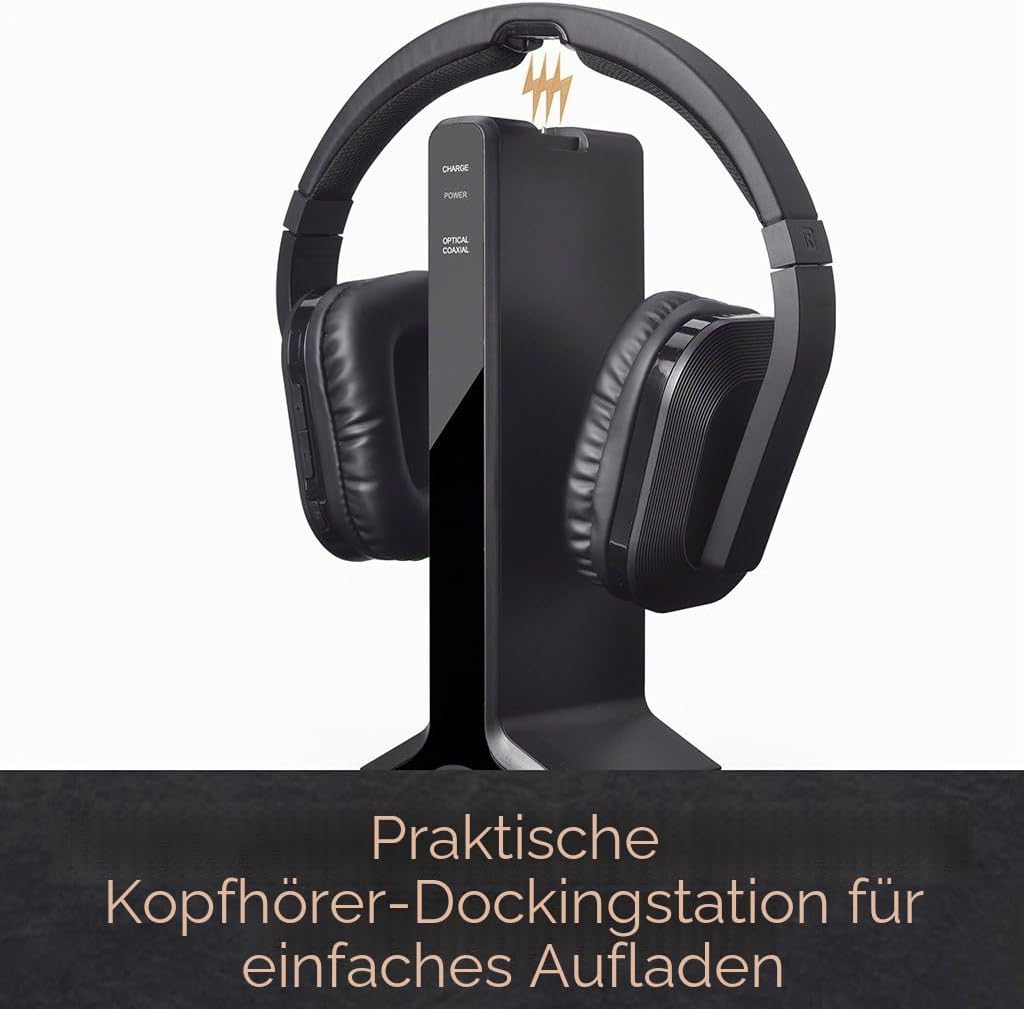 Avantree HT280 Funkkopfhörer Kabellose Kopfhörer zum Fernsehen TV mit 2,4G RF Transmitter Ladedock,