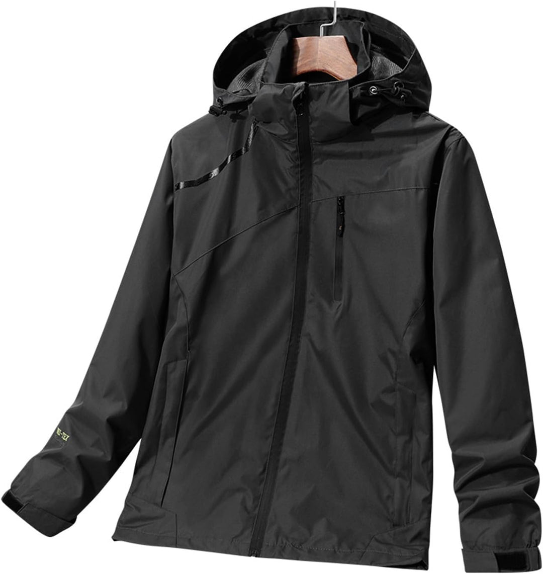 SUKUTU Herren Outdoor Wasserdichte Kapuzen-Sportjacke Leichte Wanderjacke Bergjacke Softshell Herbst
