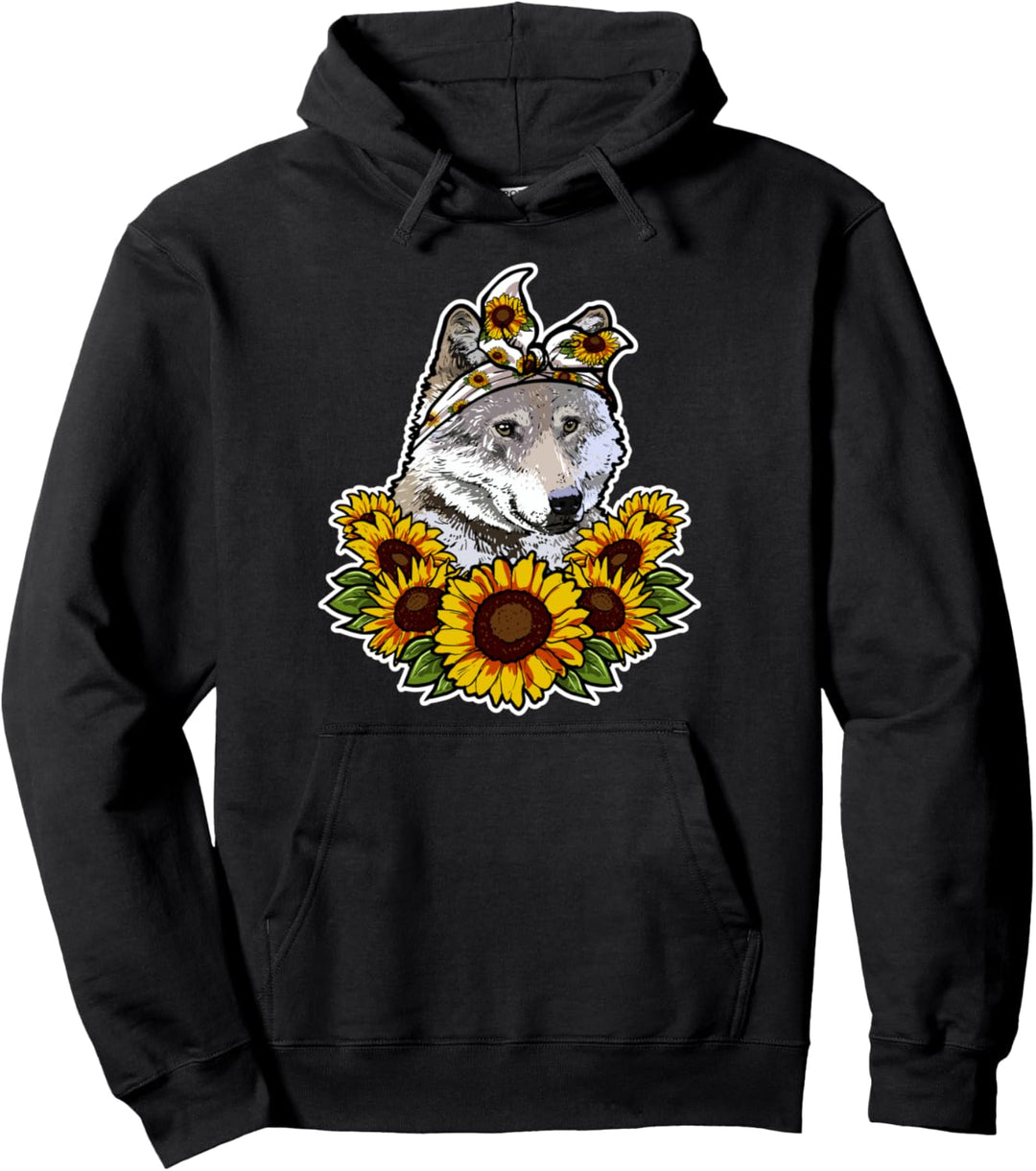 Süsses Wölfe Liebe Geschenk Sonnenblumen Dekor Wolf Pullover Hoodie