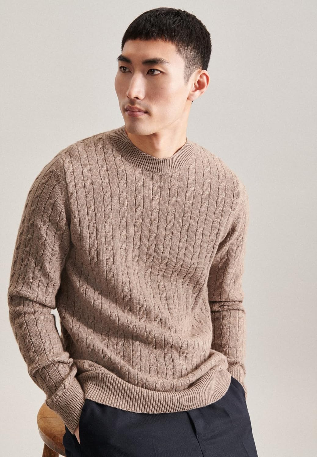 Seidensticker Herren Pullover XXL Taupe, XXL Taupe