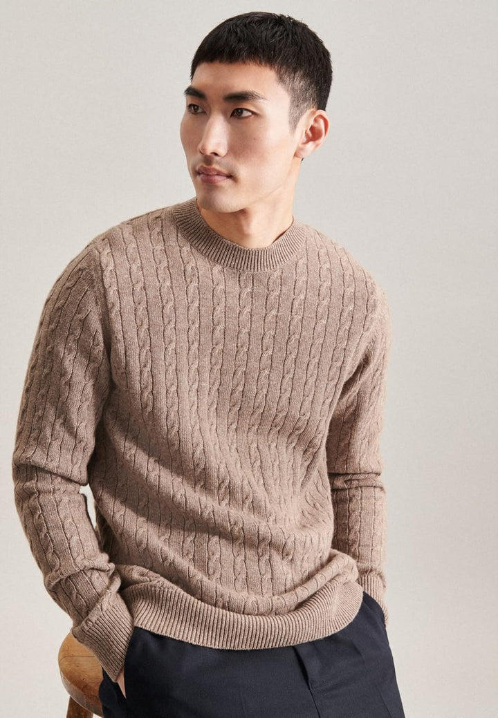 Seidensticker Herren Pullover XXL Taupe, XXL Taupe