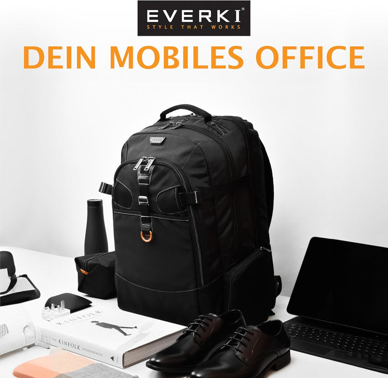 Everki EKP120 – Laptop Rucksack für Notebooks bis 18,4 Zoll (46,7 cm) mit durchdachtem Fächer-Konzep