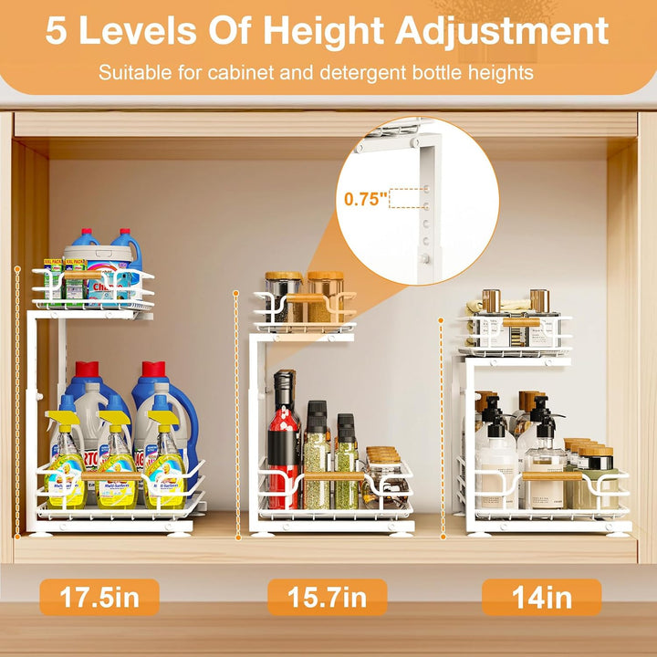 JYPS Schrank Organizer Küche, 2 Etagen Metall Spülschrank Organizer Unter Waschbecken Regal, Höhenve